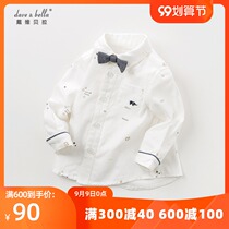 davebella David Bella baby childrens clothing spring and autumn boys and girls Baby Cotton cat bow tie long sleeve shirt