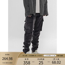 BONELESS 20SS suede micro-elastic slim straight tube casual tooling trousers Street casual long pants men