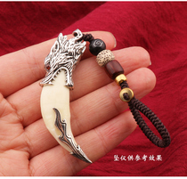 Hand-tied black dog tooth pendant car key buckle pendant small accessories Wolf Tooth Tide Card Personality Creative Accessories Gift