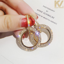 Circle exaggerated big earrings 2021 New Tide advanced sense Korean temperament earrings female silver needle Net red earrings