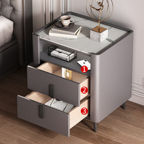 Light luxury slate bedroom bedside table square side corner table living room solid wood sofa side table three-layer large storage coffee table