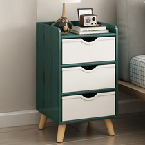  Solid wood leg bedside table Nordic Wooden bedside storage cabinet Bedroom simple modern small cabinet Cloth pumping storage