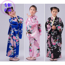  Childrens Day little girl performs traditional Japanese costume princess cos kimono dress up dance pink blue black