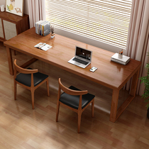 Solid wood double desk home study long strip computer desk student study desk simple work desk writing desk