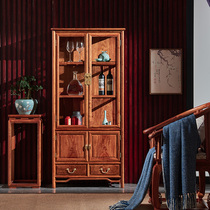 Red wood New Chinese wine cabinet Hedgehog Purple Sandalwood Living Room Glass Cabinet Wine Cabinet Flowers Pear Wood Wine Cabinet Display Cabinet Locker