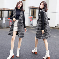 Small fragrant wind horse jacket women 2021 early autumn new long fashion wild age reduction outside suit suit vest