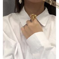 Left ear) Planet ring European and American small crowdfashion temperament transfer ball forefinger ring female 18K gold plated opening adjustable