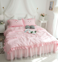 Girl ins princess style lace lace Korean cotton four-piece Net red cotton bed skirt quilt cover 1 8m bed