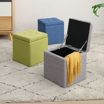 Solid wood fabric changing shoe stool storage storage stool small stool home coffee table stool sofa stool bedroom square stool bench