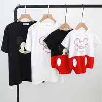 Six months parent-child outfit A family of three babies summer 100 days photo family portrait Foreign mother and son Mickey T-shirt tide