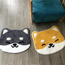 2020 cute shape mat cartoon Wood dog mat Akita dog 52 * 62cm 2 pieces of carpet rubber base