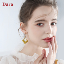 925 silver pin earrings female Net red Advanced long temperament 2021 New Tide Korean version summer yellow earring