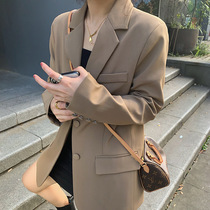 2021 new autumn large size coat thin fat mm suit Korean loose casual foreign style small blazer women