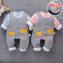 01-2 years old childrens straps suit autumn and winter clothes thickened baby cotton padded jacket men and women Baby Cotton clothes