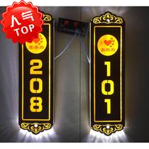 New led hotel hotel luminous crystal ultra-thin box room number KTV with bright light box door acrylic sign