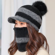 Cap Children Autumn Winter Suit Han Edition Tide Winter Warm 100 Lap Fashion Lady Winter Plus Suede Knit Wool Cord Duck Tongue Cap