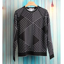 Wits Family Special Cabinet Mens Long Sleeve Knitted Round Collar Geometric Striped Blouse Blouse Men 100 hitch-knitted sweatshirt for men