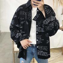 Shirt also play ins Wind ins Super Fire shirt mens coat Korean trend loose student blue print long sleeve lining