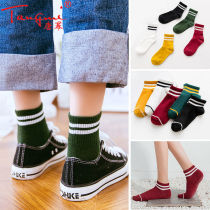 (Tang Mi) Socks Female Korean version of the tube Harajuku style autumn Academy style stockings womens socks two bars student socks