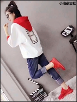 ins Super fire clothes female 2021 Spring and Autumn New Korean version of loose hooded mid-sleeve thin T-shirt seven-point sleeve student shirt