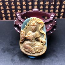 Alashan Ruyi jade pendant female pretty color Agate holding lotus Guanyin jade men wear gift certificate Baolei Yuan