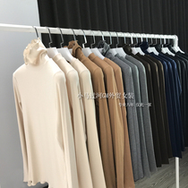 Close eyes into self-retention three-color super beautiful gentle color heating fiber brushed bottoming shirt high collar semi-high collar