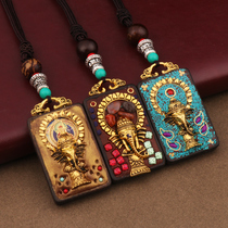 Manual retro famous family Wind Donka Personality Elephant Long Money Chain Sandalwood Pendant Accessories of the Buddha Tetris wool coat chain