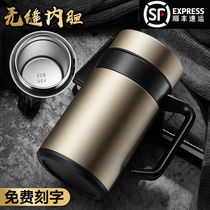  Stainless steel office thermos cup for men and women large-capacity office desktop water cup with handle handle tea office cup