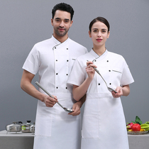 Chef overalls mens short-sleeved high-end dining restaurant hotel chefs uniform half-sleeved summer breathable net