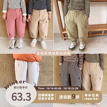 Baby boys and girls pants outside wear 2020 new foreign warm pants childrens thick winter jacket cotton casual trousers