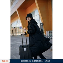 Step-by-step nylon loose simple long jacket hem drawstring