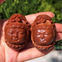 Text Play Olive Nuclear Sculpture Guanyin Mononuclear Handball Hand-carved Guanyin Olive Nuclear Single Seed Indonesian Nuclear Sculpture Pair