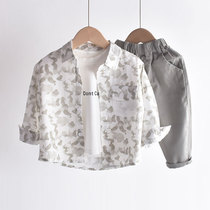 New boy long sleeve shirt BAO WEN childrens shirt spring and autumn cotton baby baby autumn coat jacket foreign style