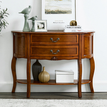 American solid wood semi-circle Xuanxuan cabinet European-style full entrance door retro living room leaning against wall door hall end View table Xuanguan Table
