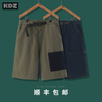 KDZ mens tooling shorts summer 2021 new color patch pocket loose Tide brand cotton casual five-point pants