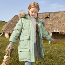 girls' mid-length down jacket children's large fur collar winter 2022 new western style clothes children's thick jacket