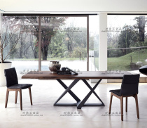 Nordic dining table and chair combination solid wood conference table long table Coffee table Rectangular simple log loft dining table