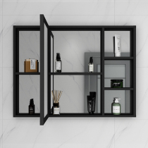 Bathroom mirror cabinet wall-mounted space aluminum toilet with rack mirror storage storage box waterproof combination