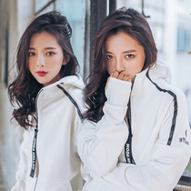 Korean sports fitness jacket running jacket womens quick-drying jacket long sleeve zipper hooded yoga clothing autumn and winter New