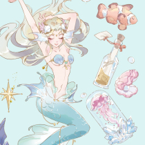 Beautiful fantasy fairy tale hand book decoration and paper tape PET special oil Lat Pu Da-Mermaid Holiday