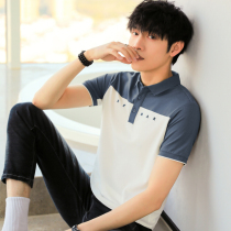 Polo shirt men short sleeve summer new fix high-end embroidery design niche splice tide shirt collar tops