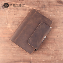 Ziyi] A6 notebook retro first layer cowhide hand account binder diary writing meeting travel notepad