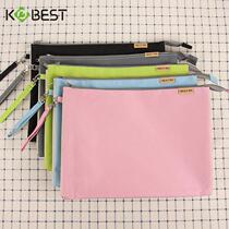 A4 Laminated document bag Canvas student hand zipper book bag Large capacity file data paper storage bag