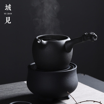 See volcanic stone single-person tea cooking tea oven can be flare-boiled teapot on one side to cook teapot electric pot retro