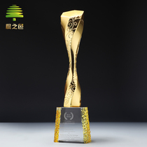 Straight to the sky Metal trophy custom creative Ruyi stick event award custom lettering gold and silver and copper souvenirs