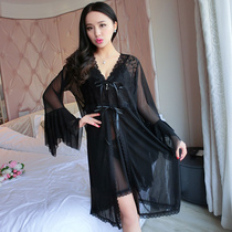 Pajamas womens summer long-sleeved sexy sling night dress with chest pad extreme temptation fire