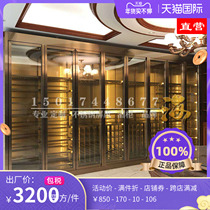 Light luxury stainless steel wine cabinet custom constant temperature wine cabinet wine rack supply Hotel lobby Villa decoration design