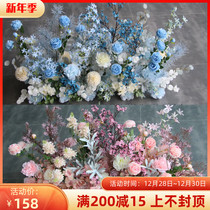 New wedding flower row flower row Flower Wedding Hall finished flower stage banquet hall row flower art