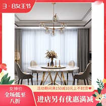 Nordic marble dining table and chairs combined light extravagant minimalist with turntable small family dining round table modern design