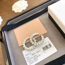 Miu New Pint White Full Pearl Earrings Earrings Miu Sweet 100 Lapped Temperament Big Ear